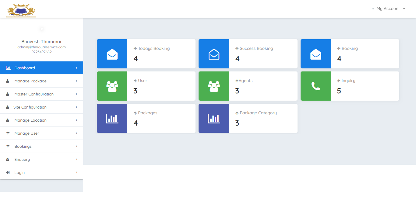 Royal Blue Tour Admin panel